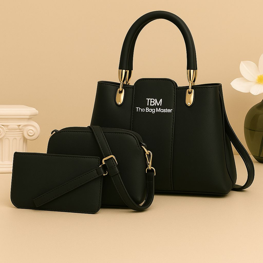 3 Pieces Ladies Handbag Elegant Design Premium Quality Smooth Finish Easy Carry