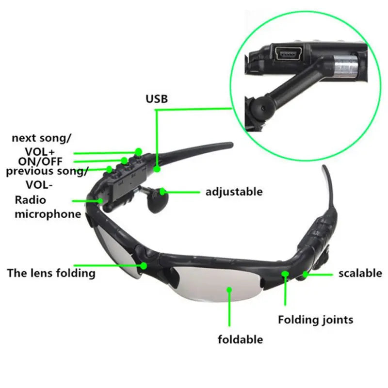 Bluetooth sun glasses with headphones