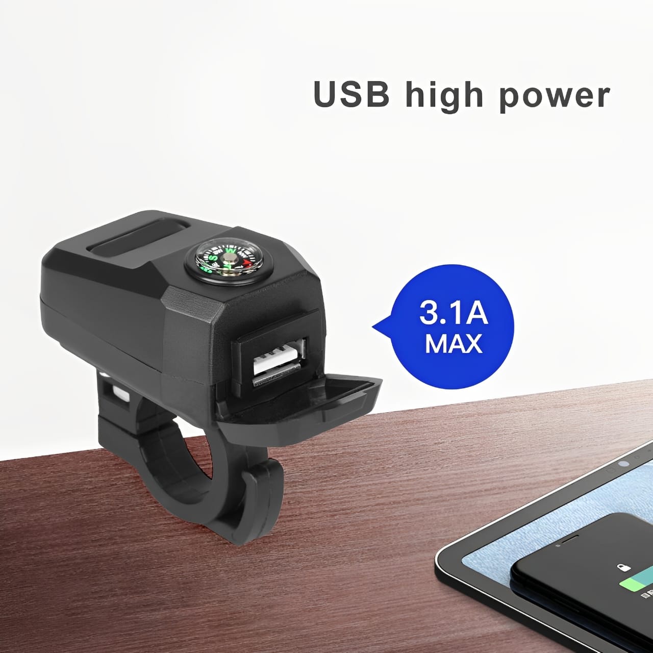 Motorcycles & E-Bikes USB Charger with Compass