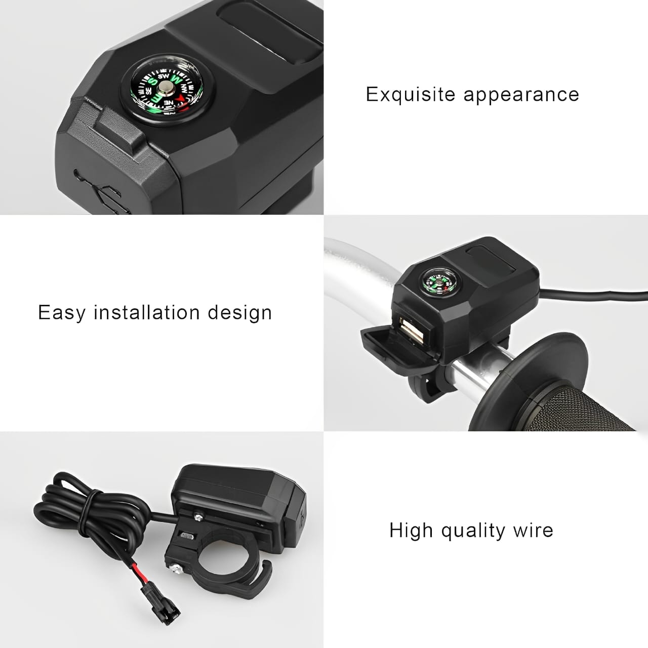 Motorcycles & E-Bikes USB Charger with Compass