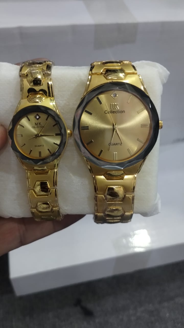 Gold Couple Watch Set – Luxury Quartz