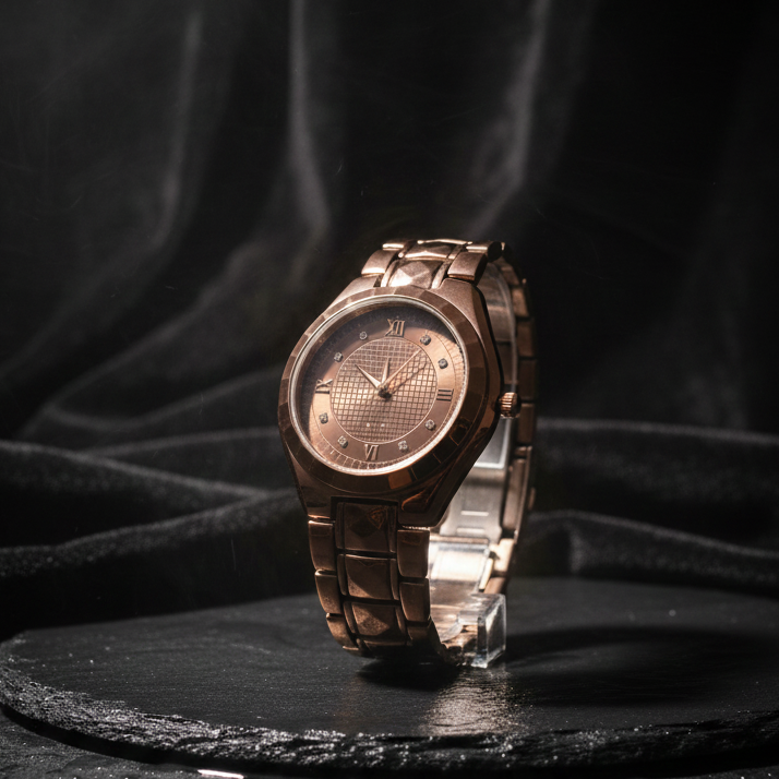 Womens Metal Band Wristwatch Premium Quality Elegant Design Smooth Finish Comfortable Fit